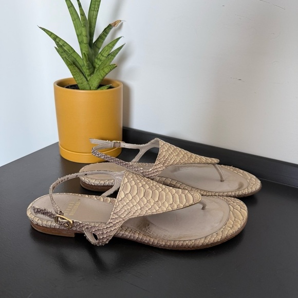 Stuart Weitzman snakeskin animal print Santorini flat sandals - size 8 - Picture 4 of 6